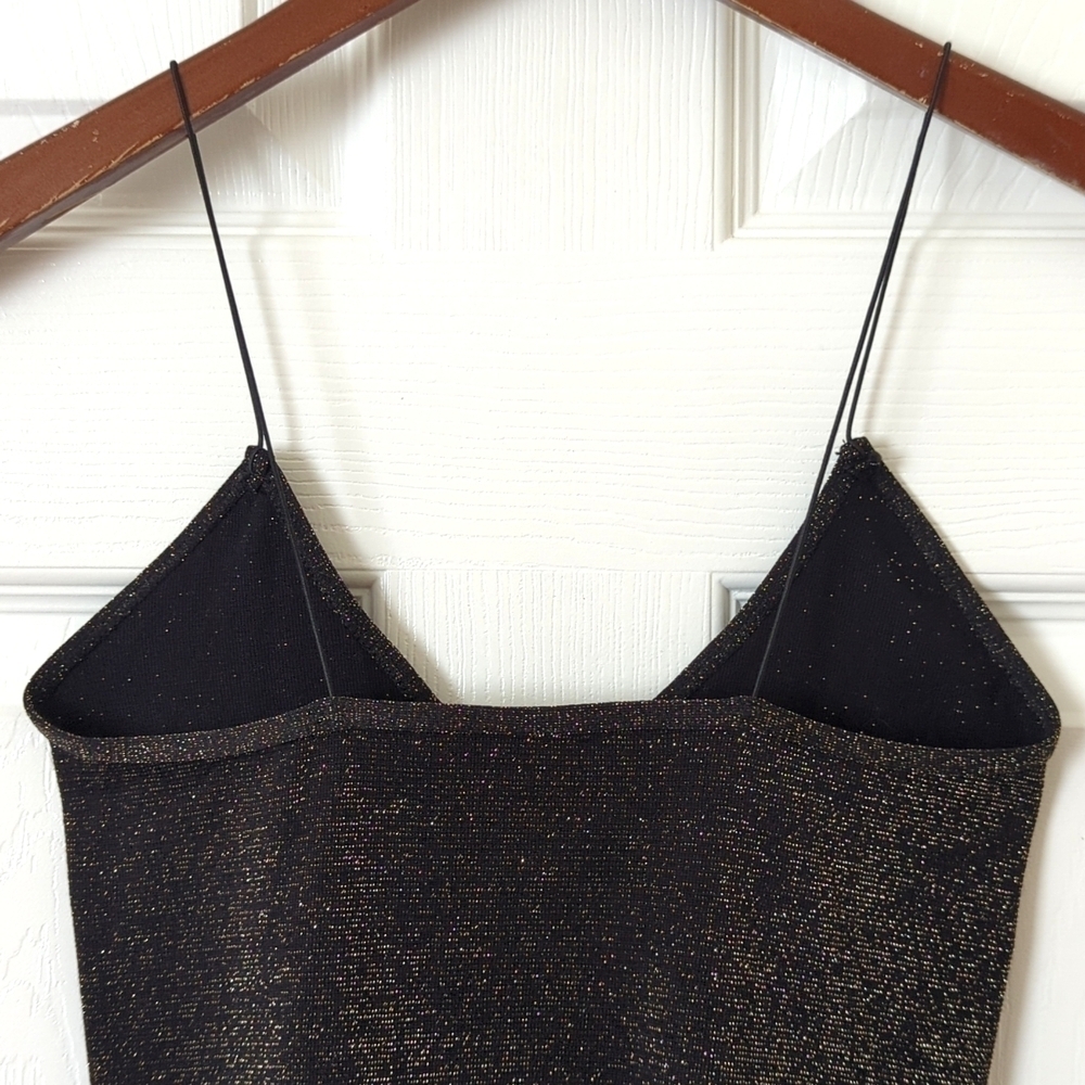 Intimately Free People Lurex Knit Skinny Strap Seamless Brami Top Black Gold XS - Picture 8 of 9